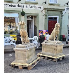 Pair Jacquemart Hounds on Plinths